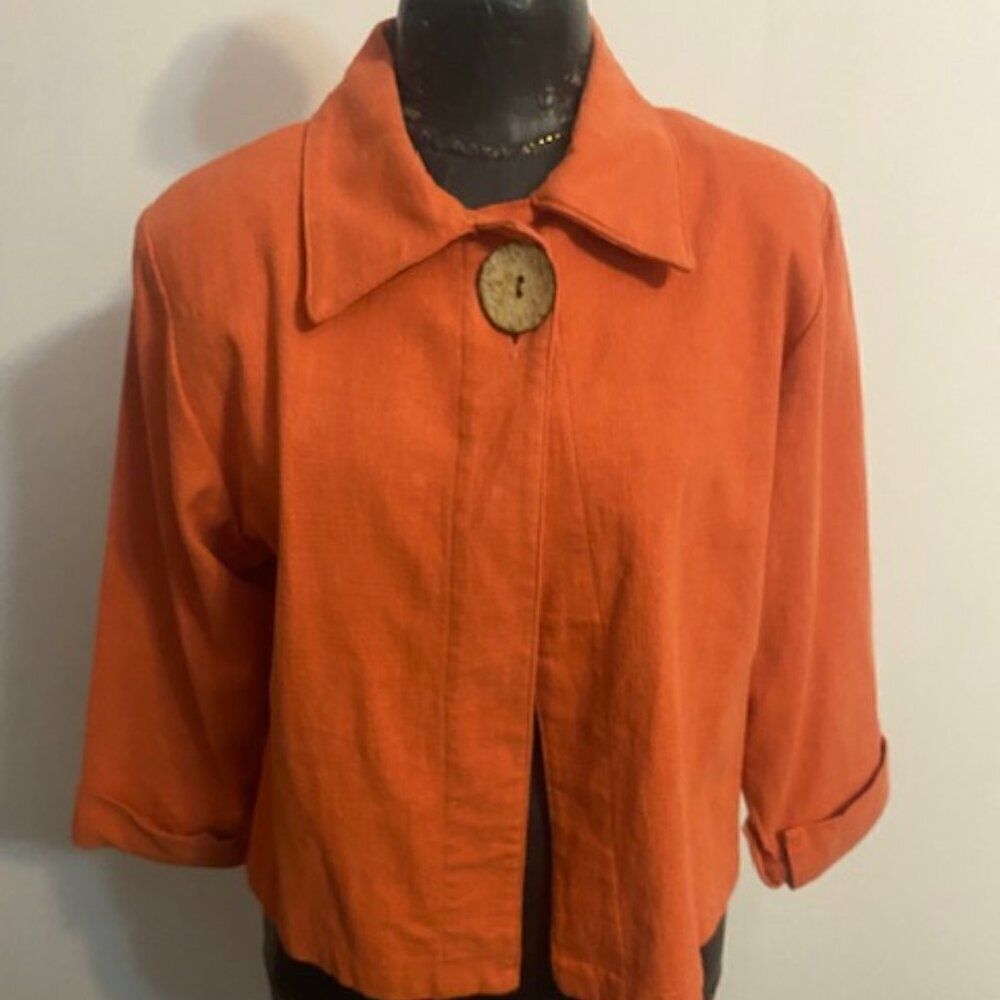 Painted Pony Vintage Orange 1 button Linen blend blazer, size S